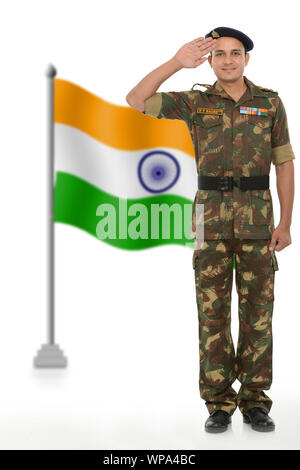 Army soldier saluting Stock Photo