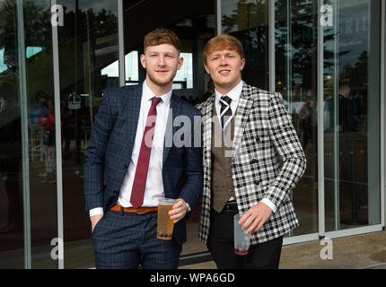 Italian Tourist Board Festival of Food and Wine, Ascot Racecourse, Ascot, Berkshire, UK. 7th September, 2019. Boys looking smart at the races. Credit: Maureen McLean/Alamy Stock Photo