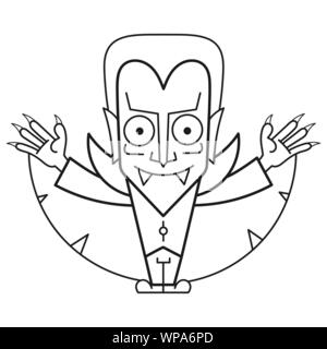 Coloring Dracula, Great Design For Any Purposes. Vector Drawing. Fantasy Vector Illustration. Happy Halloween. Book Page. Stock Vector