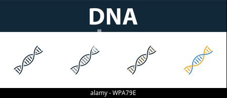 Dna icon set. Four elements in diferent styles from medicine icons collection. Creative dna icons filled, outline, colored and flat symbols Stock Vector