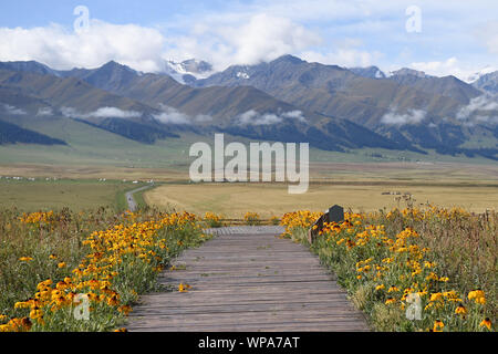 Xinyuan. 7th Sep, 2019. Photo taken on Sept. 7, 2019 shows the scenery of Narat scenic spot in Xinyuan County, northwest China's Xinjiang Uygur Autonomous Region. Credit: Sadat/Xinhua/Alamy Live News Stock Photo