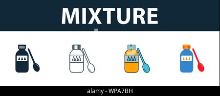 Mixture icon set. Four elements in diferent styles from medicine icons collection. Creative mixture icons filled, outline, colored and flat symbols Stock Vector