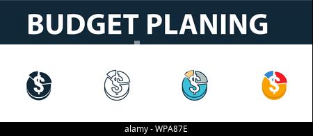 Budget Planing icon set. Four elements in diferent styles from online marketing icons collection. Creative budget planing icons filled, outline Stock Vector
