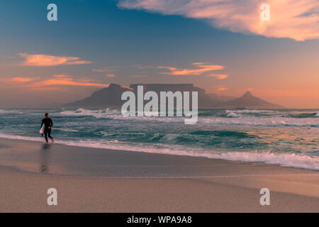 Bloubergstrand beach with Table Mountain in the background,  Cape Town, Western Cape, South Africa Stock Photo