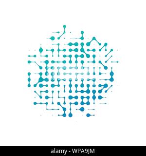 Abstract image of the molecular structure in circle. nanotechnology concept, connection model. stock vector illustration isolated on white background. Stock Vector