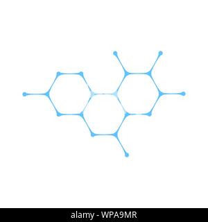 Hexagon Chemical moleculat nano atom structure vector icon. Chemical cells icon. Symbol, logo illustration for mobile concept and web design. Stock Vector