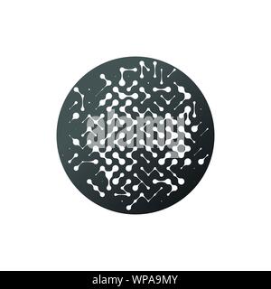 Abstract image of the molecular structure in circle. nanotechnology concept, connection model. stock vector illustration isolated on white background. Stock Vector