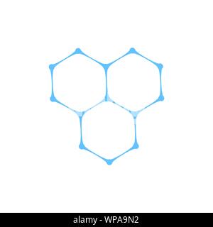 Hexagon Chemical moleculat nano atom structure vector icon. Chemical cells icon. Symbol, logo illustration for mobile concept and web design. Stock Vector