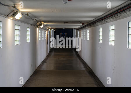 Empty industrial corridor. Corridor in an industrial premises Stock Photo