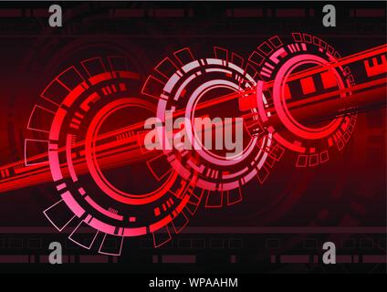 Technology in 3 white red circle abstract concept, vector illustration Stock Vector