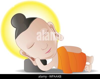lord of Buddha is sleeping,isolated,vector illustration,cartoon bubble head Stock Vector