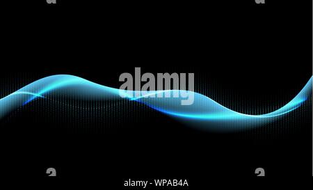 Dynamic particles sound wave with light effect. Vector Stock Vector