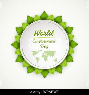 World Environment day. Bright fresh green leaves. Vector illustration EPS10 Stock Vector