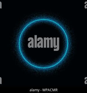 Abstract circle with dots light effect on black background. Vector illustration. Stock Vector