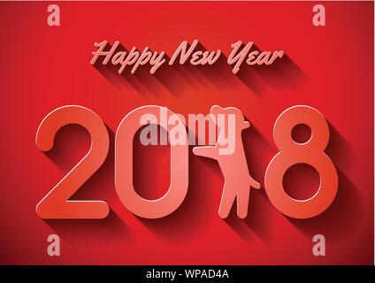 whole red gradient text and background happy new year celebration with horoscope dog year,vector illustration Stock Vector