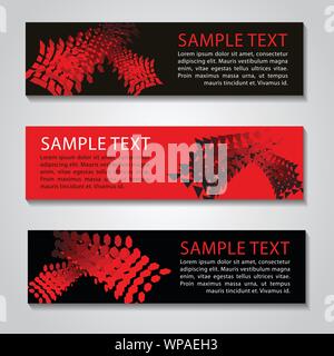 Red and black abstract technology banner.Vector corporate design,fly geometric object style Stock Vector