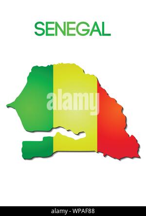 national flag color of Senegal in map gradient design Stock Vector