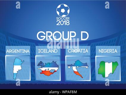 Russia football final round group in map icon flag color Stock Vector