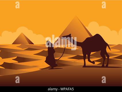 Sphinx,Pyramid famous landmark of Egypt,silhouette style,vector illustration Stock Vector