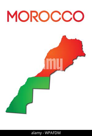 national flag color of Morocco in map gradient design Stock Vector