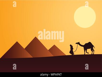 Sphinx,Pyramid famous landmark of Egypt,silhouette style,vector illustration Stock Vector