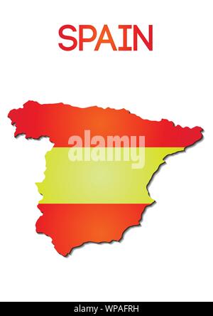 national flag color of Spain in map gradient design Stock Vector