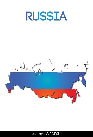 national flag color in map of Russian Federation Stock Vector
