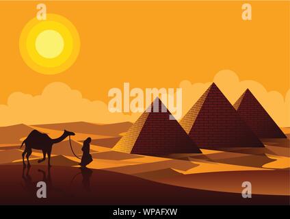 Sphinx,Pyramid famous landmark of Egypt,silhouette style,vector illustration Stock Vector