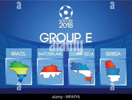 Russia football final round group in map icon flag color Stock Vector
