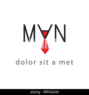 man text logo apply letter a to be tie,black and red Stock Vector