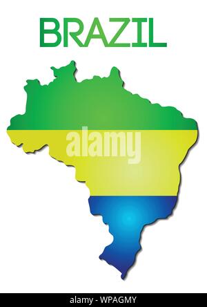 national flag color of Brazil in map gradient design Stock Vector