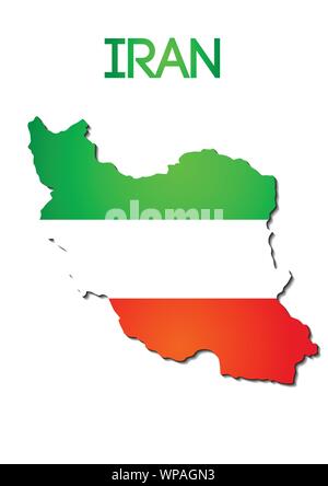 national flag color of Iran in map gradient design Stock Vector