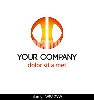 yellow orange abstract round logo Stock Vector