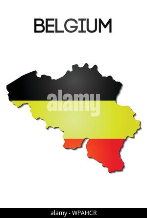 national flag color in map of Belgium ,gradient design Stock Vector
