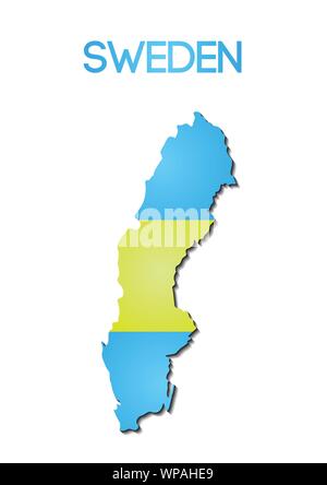 national flag color of Sweden in map gradient design Stock Vector