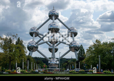 The Atomium, built for the Expo 58 world exposition, is one of the most iconic landmarks of Brussels, the capital of Belgium. Stock Photo