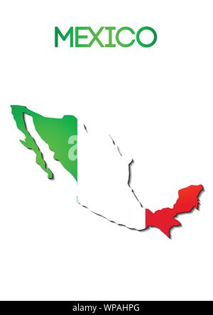 national flag color in map of Mexico gradient design Stock Vector