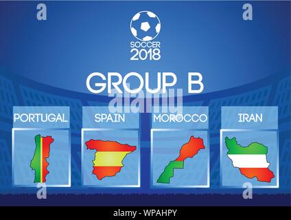 Russia football final round group in map icon flag color Stock Vector