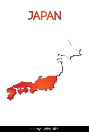national flag color in map of Japan, gradient design Stock Vector