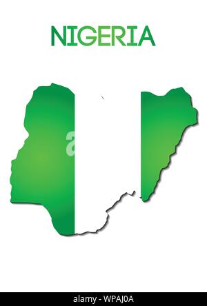 national flag color in map of Nigeria gradient design Stock Vector