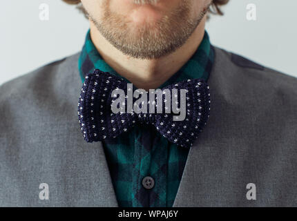 Man with beard wearing bowtie, hipster style Stock Photo