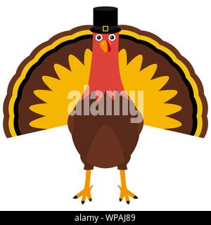 Turkey Pilgrimin on Thanksgiving Day Stock Vector