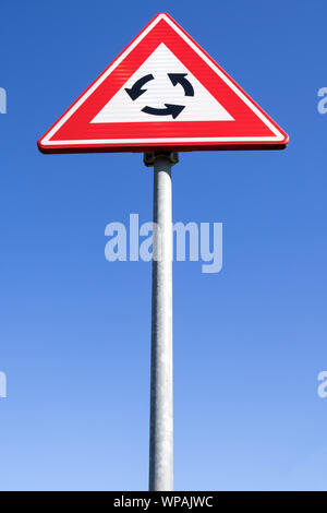 Dutch road sign: roundabout ahead Stock Photo