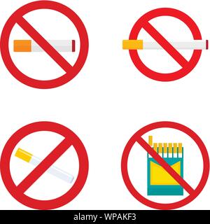 No smoking icon set. Flat set of no smoking vector icons for web design Stock Vector