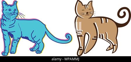 Vector Funny and cute cartoon Cat different breeds pet characters Stock Vector