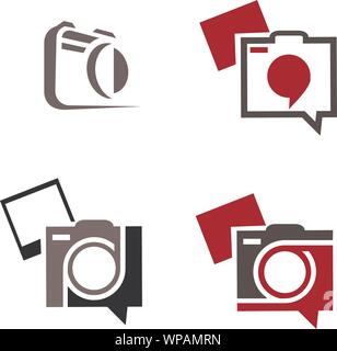 Set of Photo Camera Icon or Snapshot Sign Isolated. Digital Photography Logo Collection for Web, Design, Advertising, Printing Stock Vector