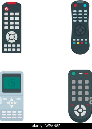 Remote control icons set. Flat set of remote control vector icons for web design Stock Vector