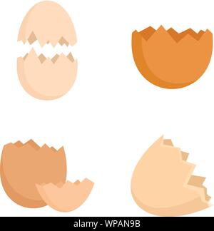 Eggshell icons set. Flat set of eggshell vector icons for web design Stock Vector