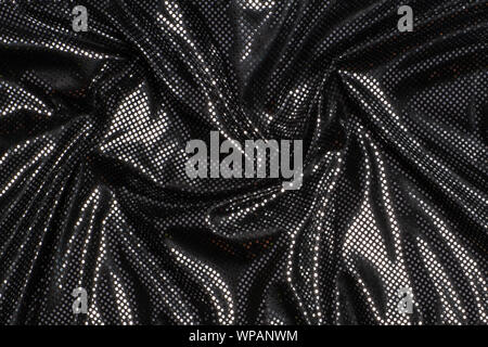 Gray black metalic silver polka dot fabric texture background Stock Photo