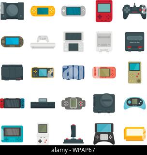 Console icons set. Flat set of console vector icons for web design Stock Vector